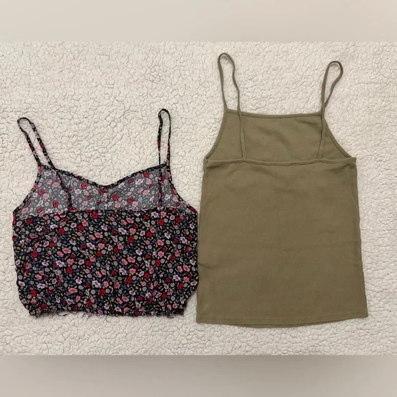 Floral and Olive Green Women's Tops Two Pice Set - Picture 2 of 3